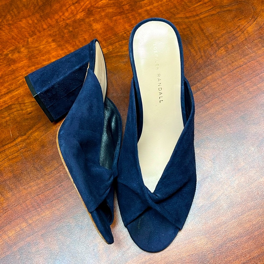 Loeffler Randall Laurel Navy blue suede slip on sandal - Picture 2 of 11